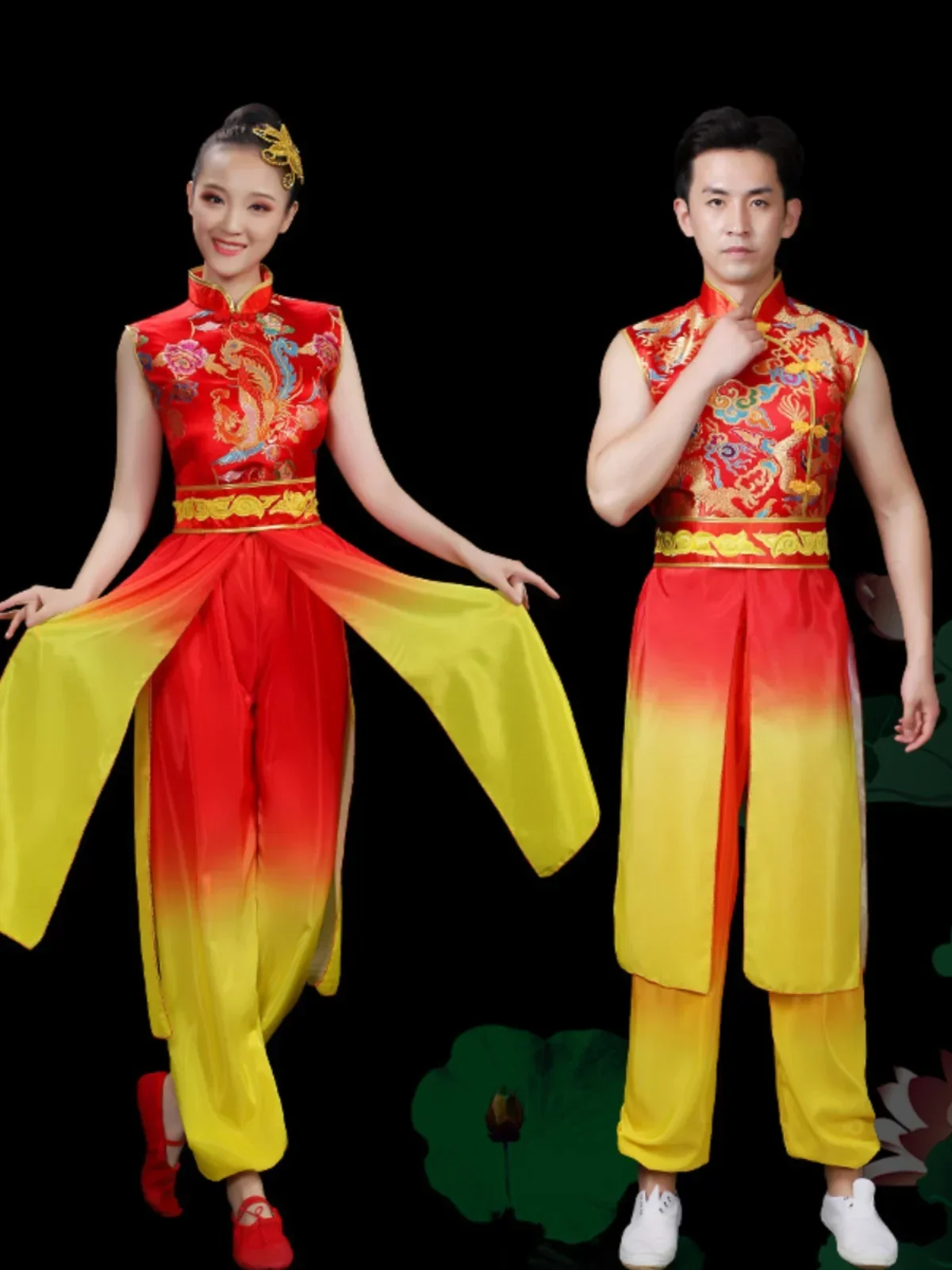 2025 Kostüme für Herren und Damen, klassische Tanzaufführungen, chinesischer Volkstanz, Fächertanz, elegante Eröffnung, 2-teiliges Set