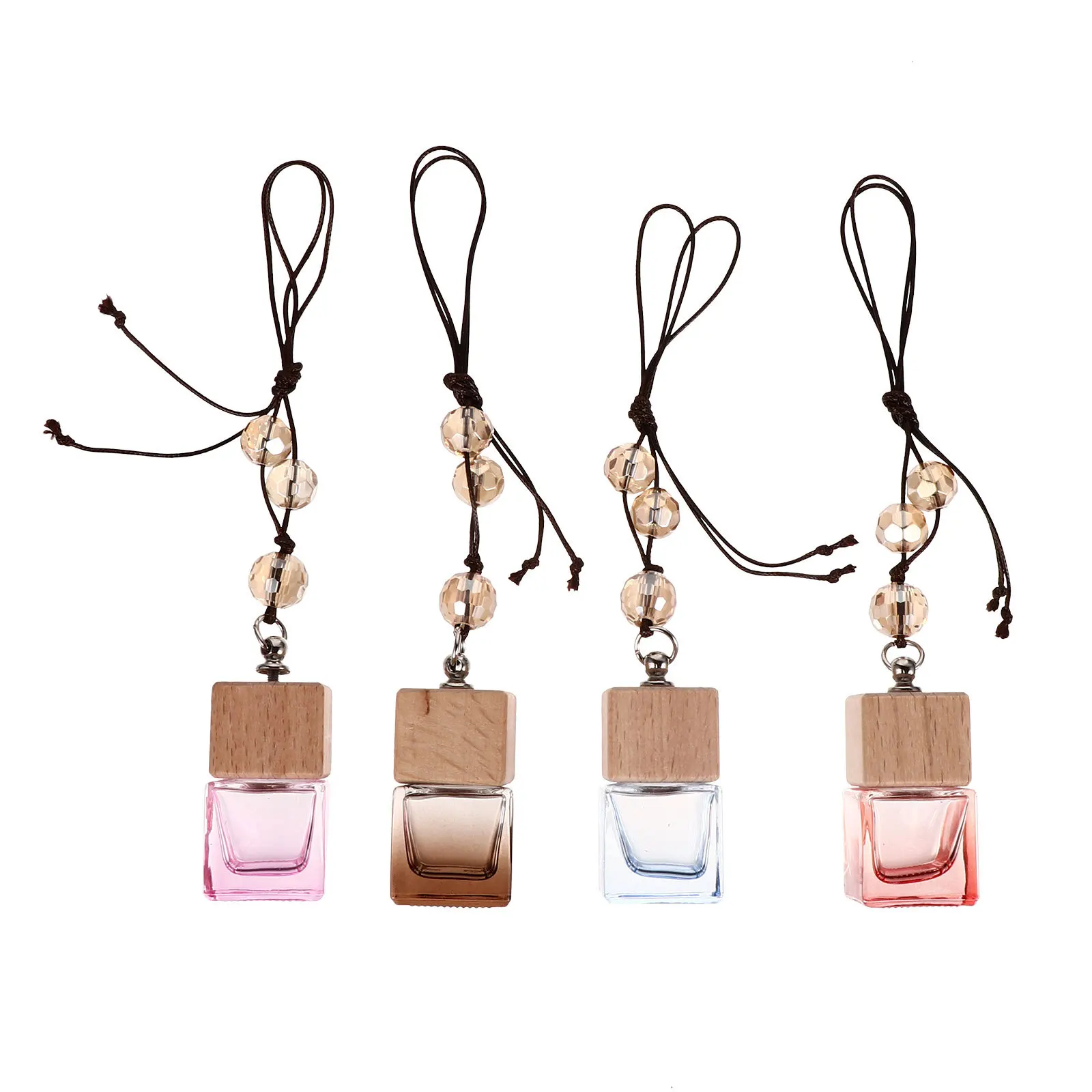 

1Pcs Glass Empty Bottle Hanging Car Aromatherapy Diffuser Wooden Pendant for Air Freshener Essential Oil Decorative Ornament