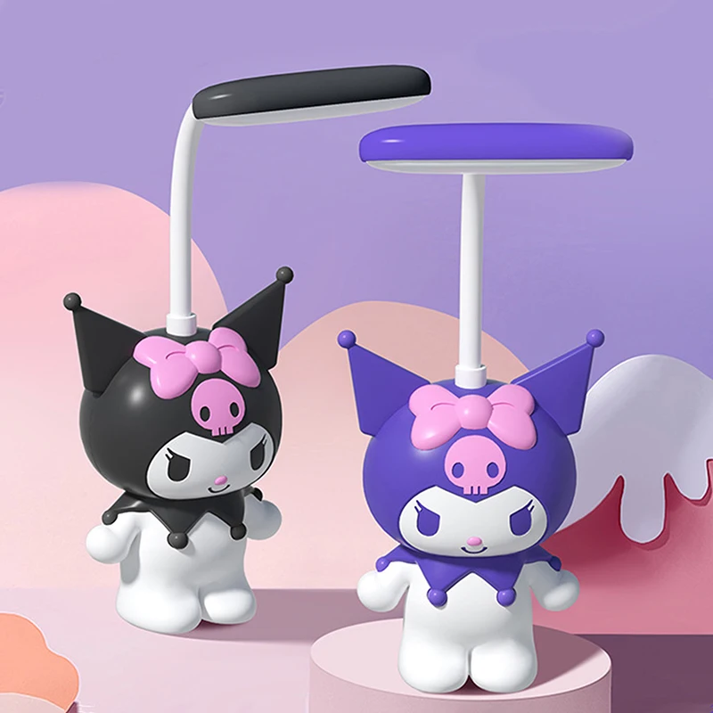 Kawaii Kuromi Eye Protection Candeeiro de Mesa, Quarto bonito Luz de cabeceira, Lâmpada dos desenhos animados, Anime Sanrio, Coração feminino