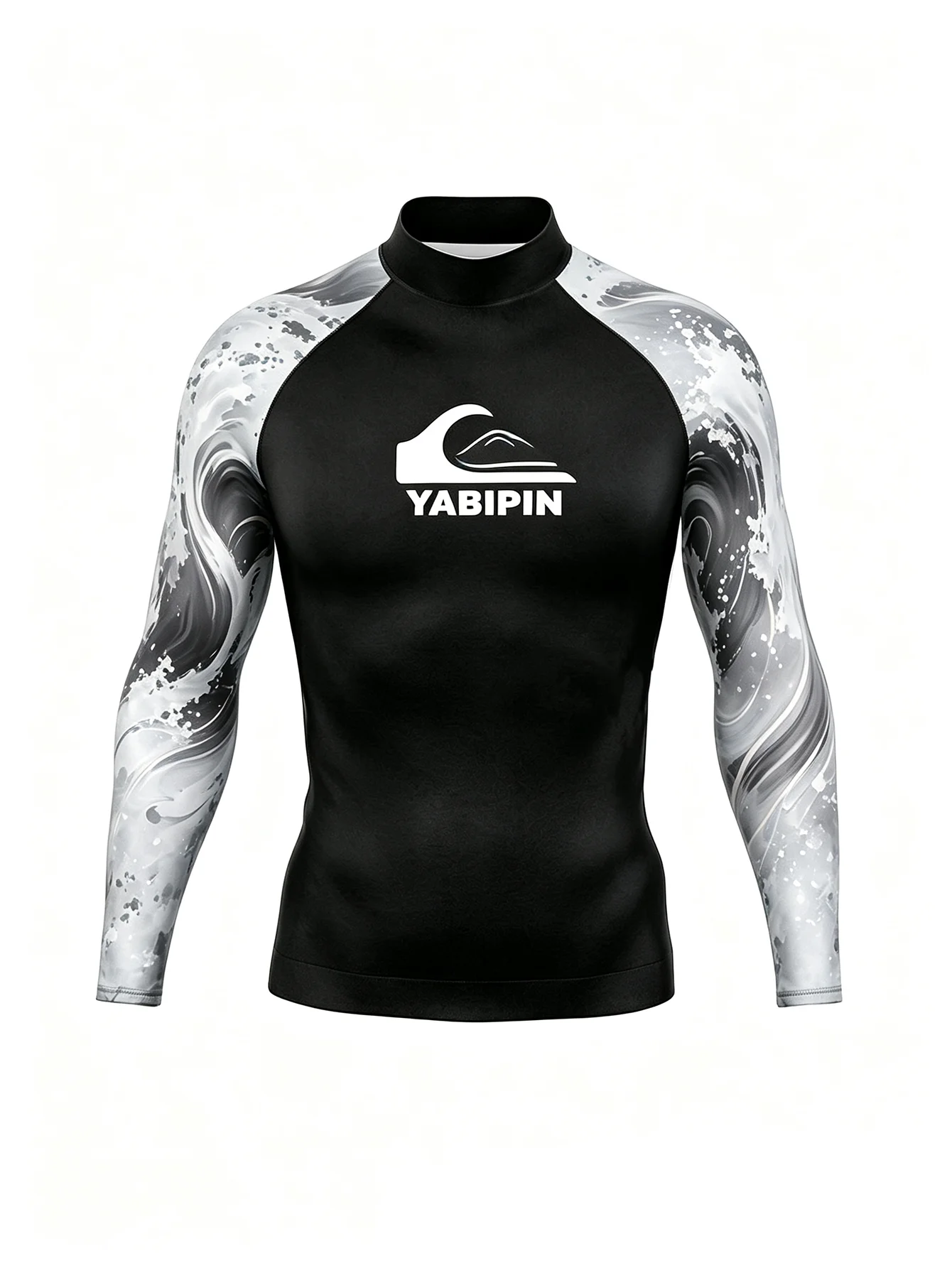 Aqua Move Camiseta de surf de manga larga para hombre con cuello alto, ajuste ceñido, transpirable y resistente al agua para surf, pesca y deportes acuáticos