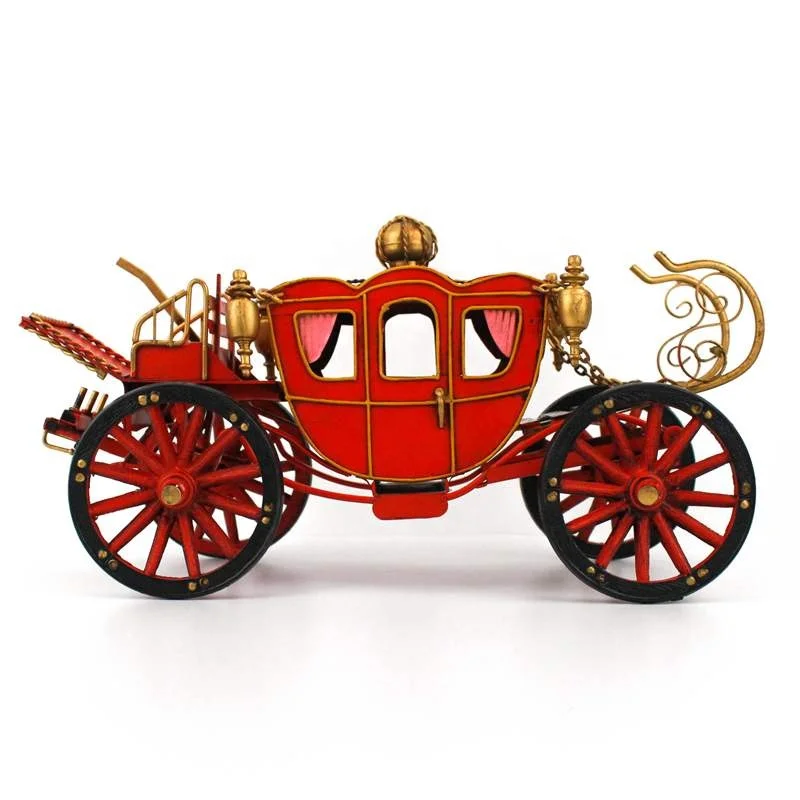 Carriage Handmade Iron Cart Collection Vintage Model 1/18 Classic Decoration Home Bar Cafe Decoration