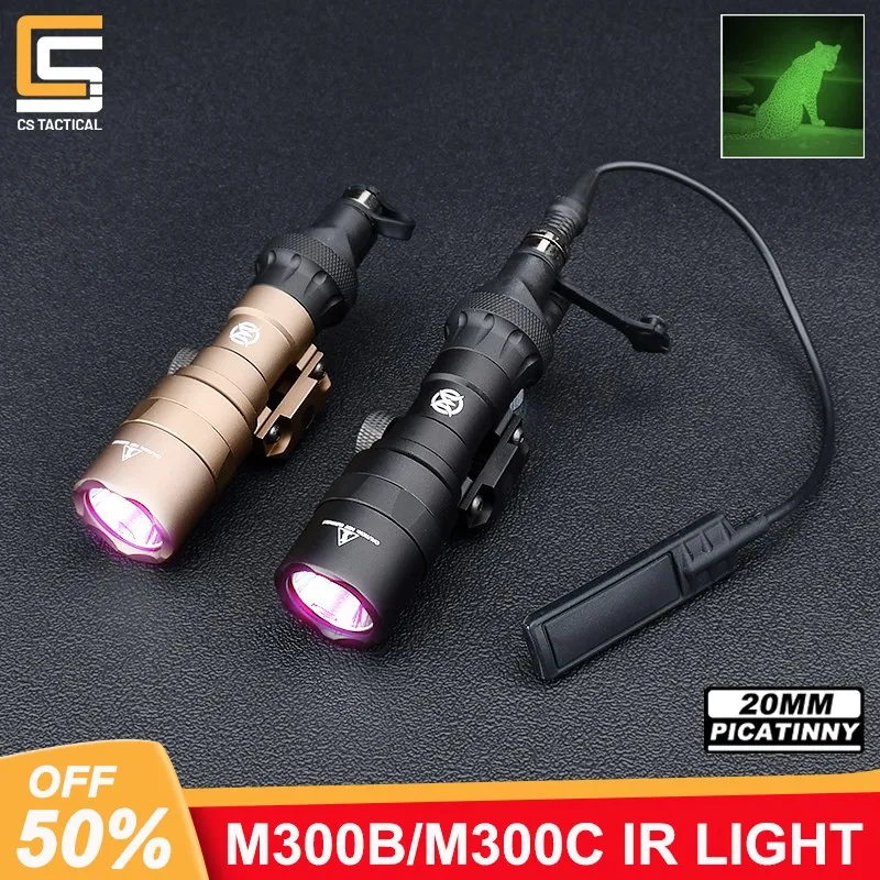 WADSN Tactical IR Iluminação Lanterna, Dupla Função, Interruptor de Pressão, Arma Scout Light, 20mm Rail, M300, M300B, M300C