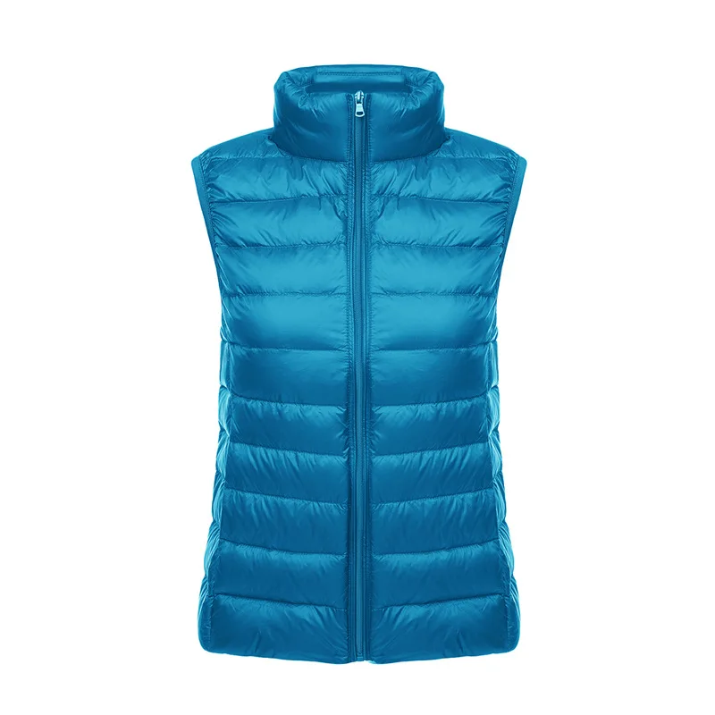 Blanc col montant femmes sans manches vers le bas gilet manteau hiver mince mince affaires gilets blanc bleu noir rouge femmes gilet 3XL