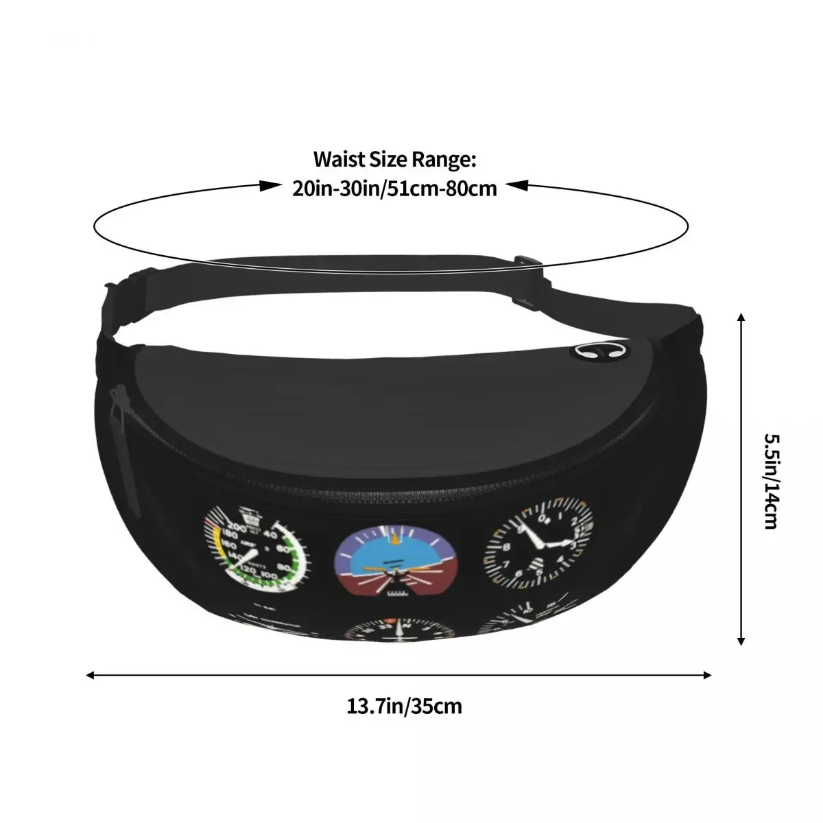 Cockpit Six Dials Flight Simulator Pilot Fanny Pack Men Women Airplane Crossbody Waist Bag for Camping Biking Phone Money Pouch