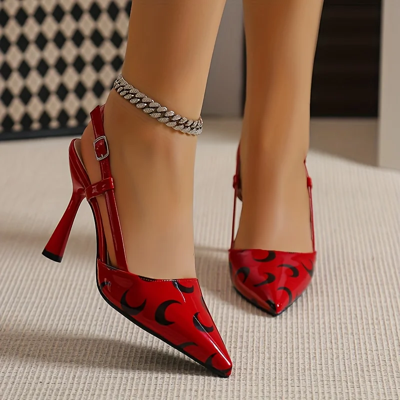 

Red Open-Back Wrap Sandals for Women, Stiletto High Heels, 2026 Summer Petite Size, Elegant and Versatile, Women Shoe