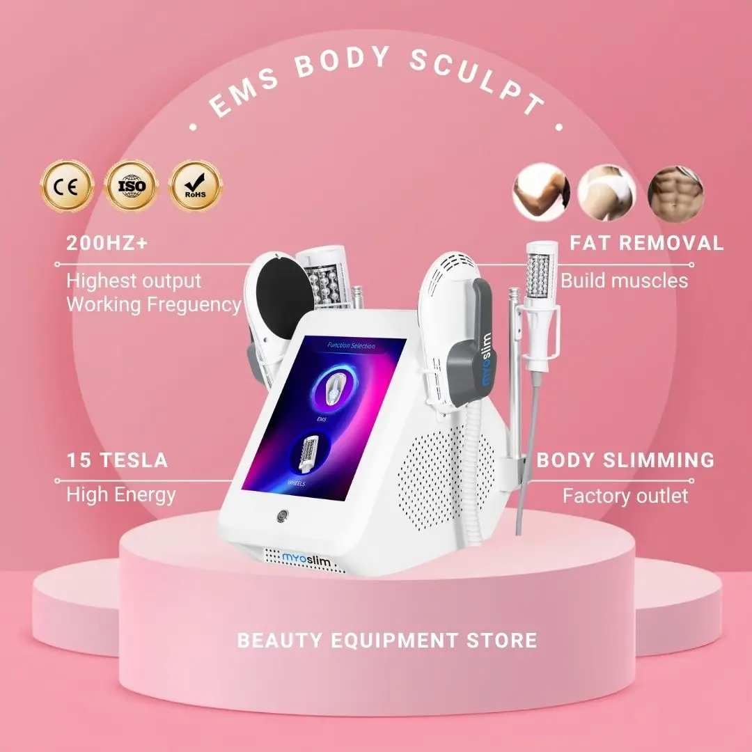 

MYOslim 6500W RF15 Tesla HIEMT Magnetic Body Shaping Machine Muscle Stimulator Fat Burning for Weight Loss Diamond Roller