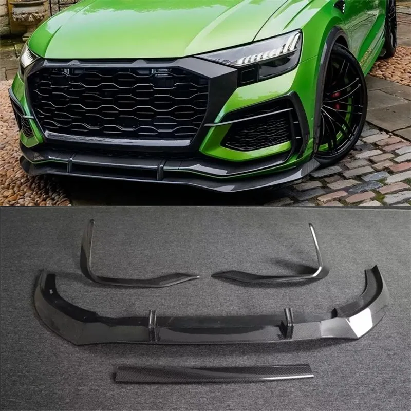 

For Audi RSQ8 2019 2020 2021 2022 2023 ReaI Carbon Fiber Front Bumper Lip Spoiler Kit