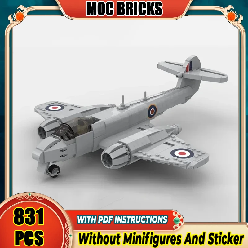 

Строительные блоки Moc в стиле милитари, масштаб 1:35, Meteor F Mk, 4, модель, технология самолета, кирпичи, сделай сам, сборка, истребитель, игрушка для
