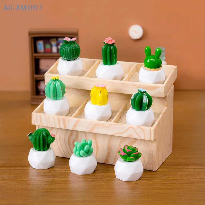 Cartoon Cute Simulated Cactus Resin Figurine Crafts Car Ornament Desktop Creative Trinket Home Accessories Home Small Ornaments