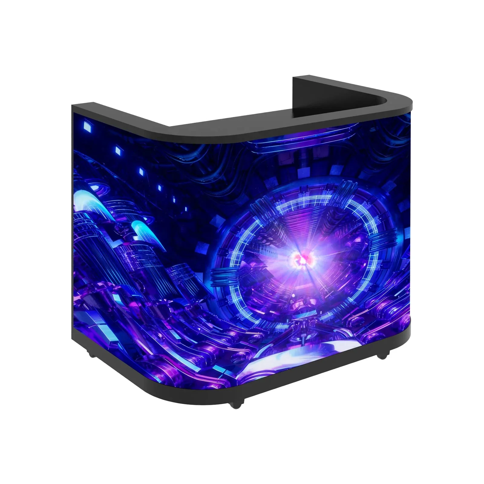 Mobile Portable Club Bar Front Desk Reception Curved Dance Stand Exhibition DJ Booth Desk Table LED Video Wall Display Screen