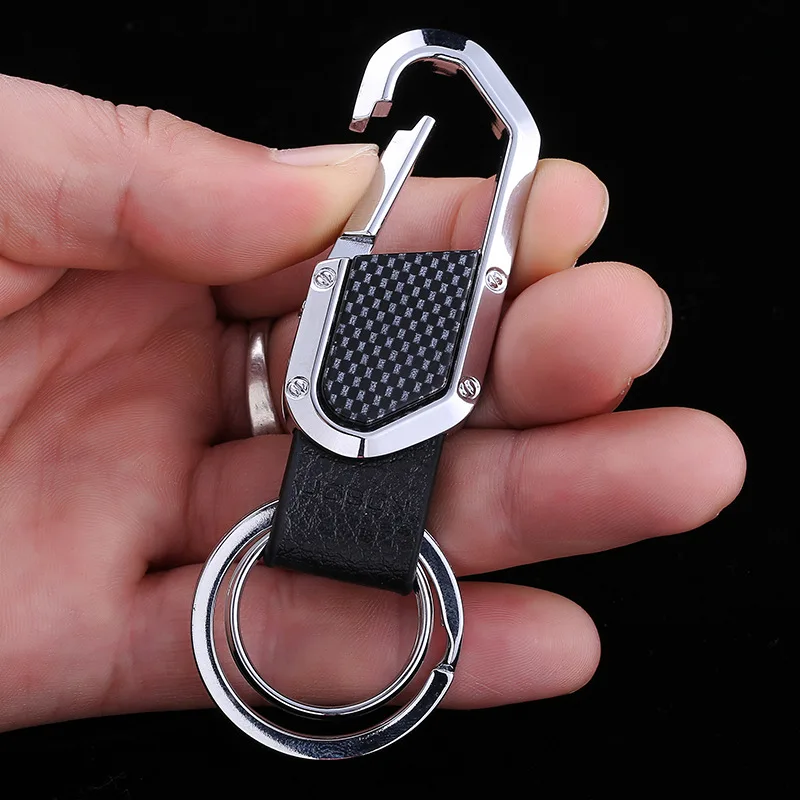 Luxury Brand Leather Men Keychain Black Clasp Creative DIY Keyring Holder Car Key Chain For Men Jewelry Gift K4878