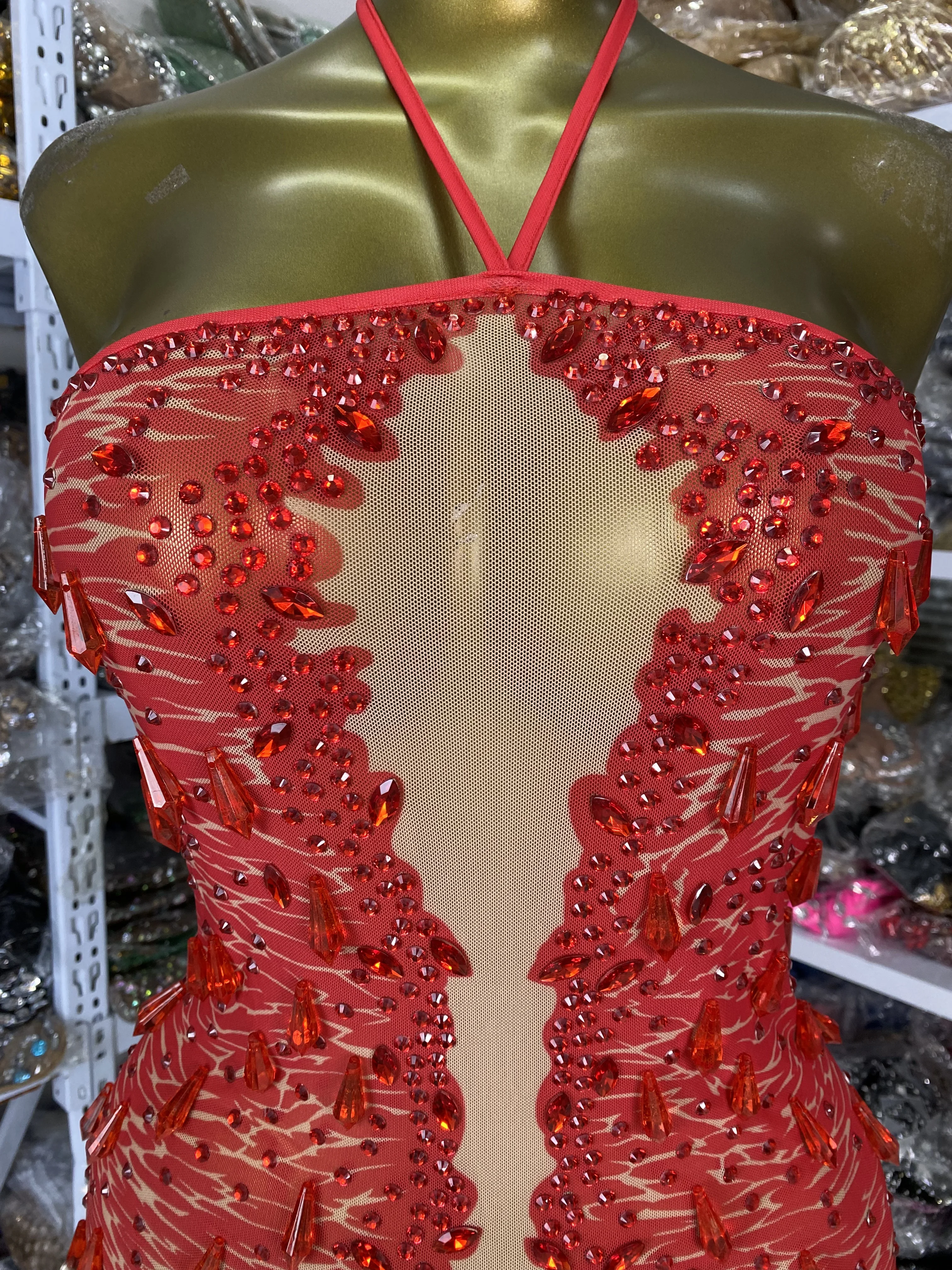 Mulheres brilhantes strass malha halter bodycon mini vestido celebridade noite clube vestido de festa festival musical trajes de palco