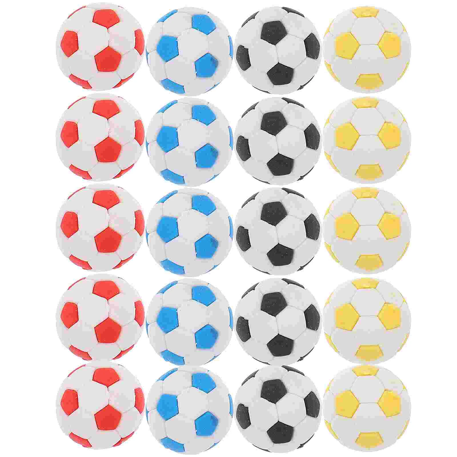 20 Pcs Cute Football Eraser 3d Cartoon Small Shape 20pcs Mixed Color Mini Novelty