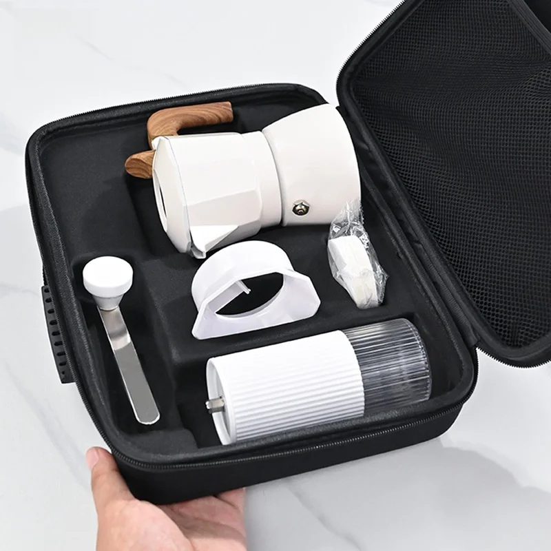 

Набор для приготовления кофе на открытом воздухе: кофеварка Мока с двойным клапаном, ручной пресс, мешок для хранения, френч-пресс, 50 мл