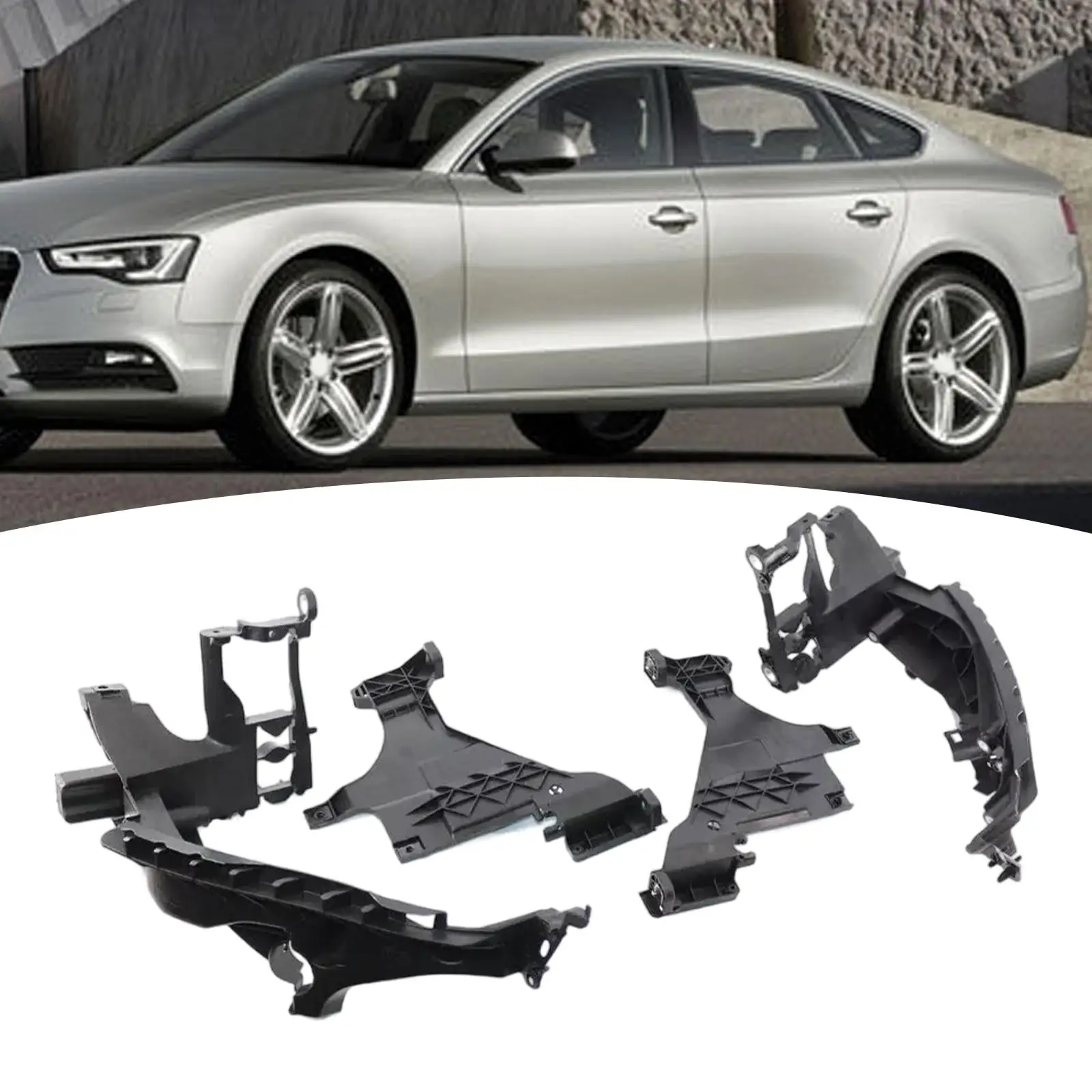 4Pcs Headlight Mount Support Plate Bracket 8T0941453D 8T0805608B Replace Parts for Audi A5 S5 RS5 2012-2016 Car Accessories