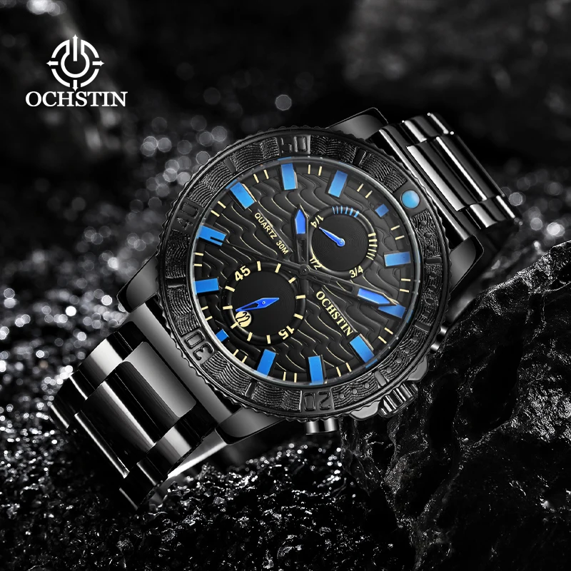 OCHSTIN Man Pilot Timepiece Equipped Solid Case frame Comfortable Corrosion-resistant Metal Wristband Quartz Gentleman Clock