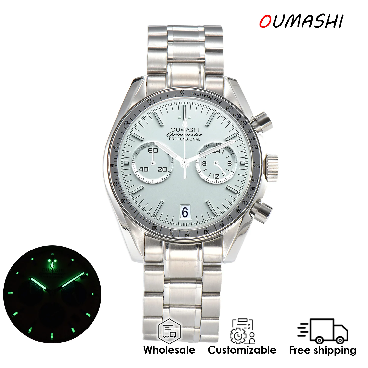 VK64 Watch For Men 40mm Luxury Chronograph Luminous Date display Waterproof Stainless Customizable Classic Men's Quartz Watch