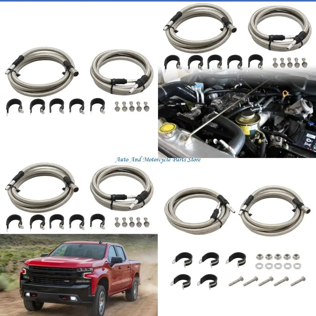 P9FD Prebuilt End Fitting Hose Set for 2004-2010 Full-Size Pickup Service, Pair Hose Assemblies with Mounting Hardware Included