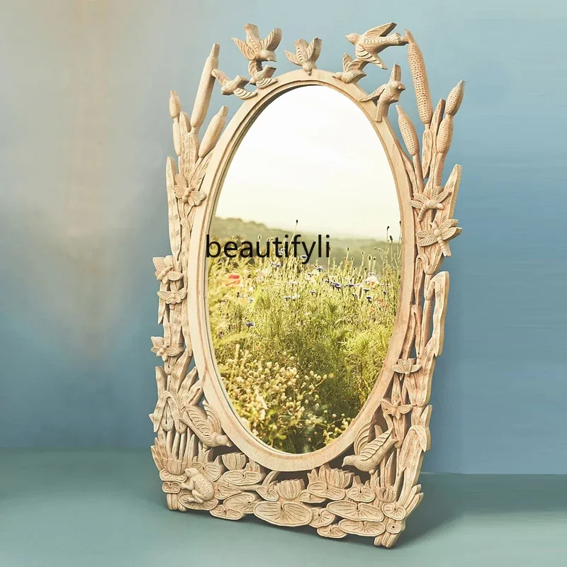 

ss1001 Retro solid wood mirror hand-carved French dressing porch fitting mirror