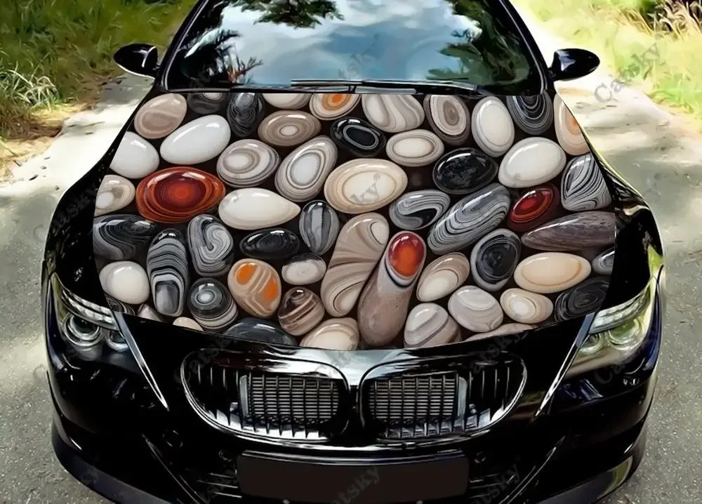 Abstract Nature Pebbles Art Car Hood Vinyl Stickers Wrap Vinyl Film Engine Cover Decals Sticker on Car Auto Accessories