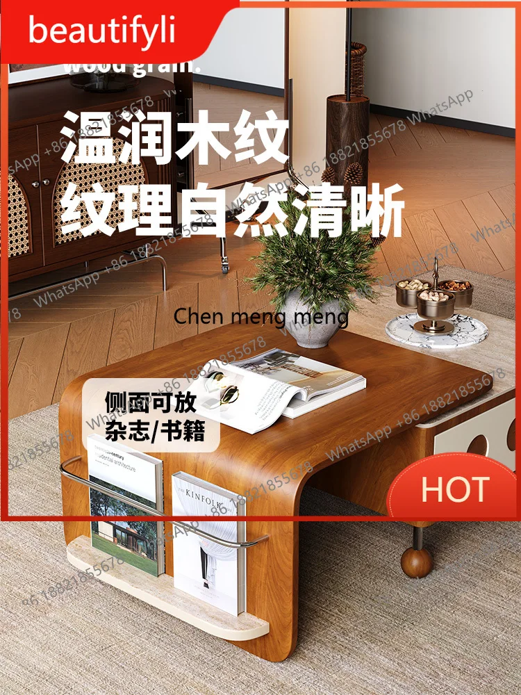 A139 Living room home modern simple Italian light luxury solid wood square combination coffee table