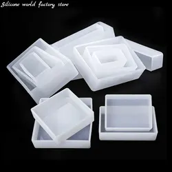 Silicone World Cuboid Cube Resin Mold Crystal Epoxy Silicone Mold DIY Square Jewelry Pendant Storage Tray Mold Candle Making
