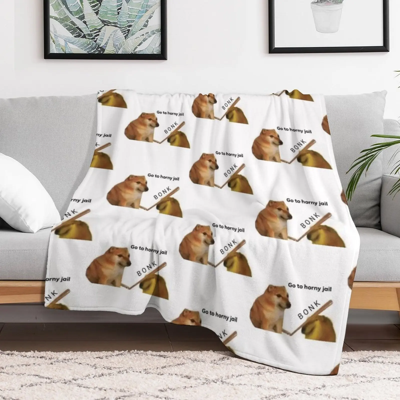 New Go to horny jail bonk meme Throw Blanket Luxury Throw Decorative Sofa Personalized Gift wednesday Blankets