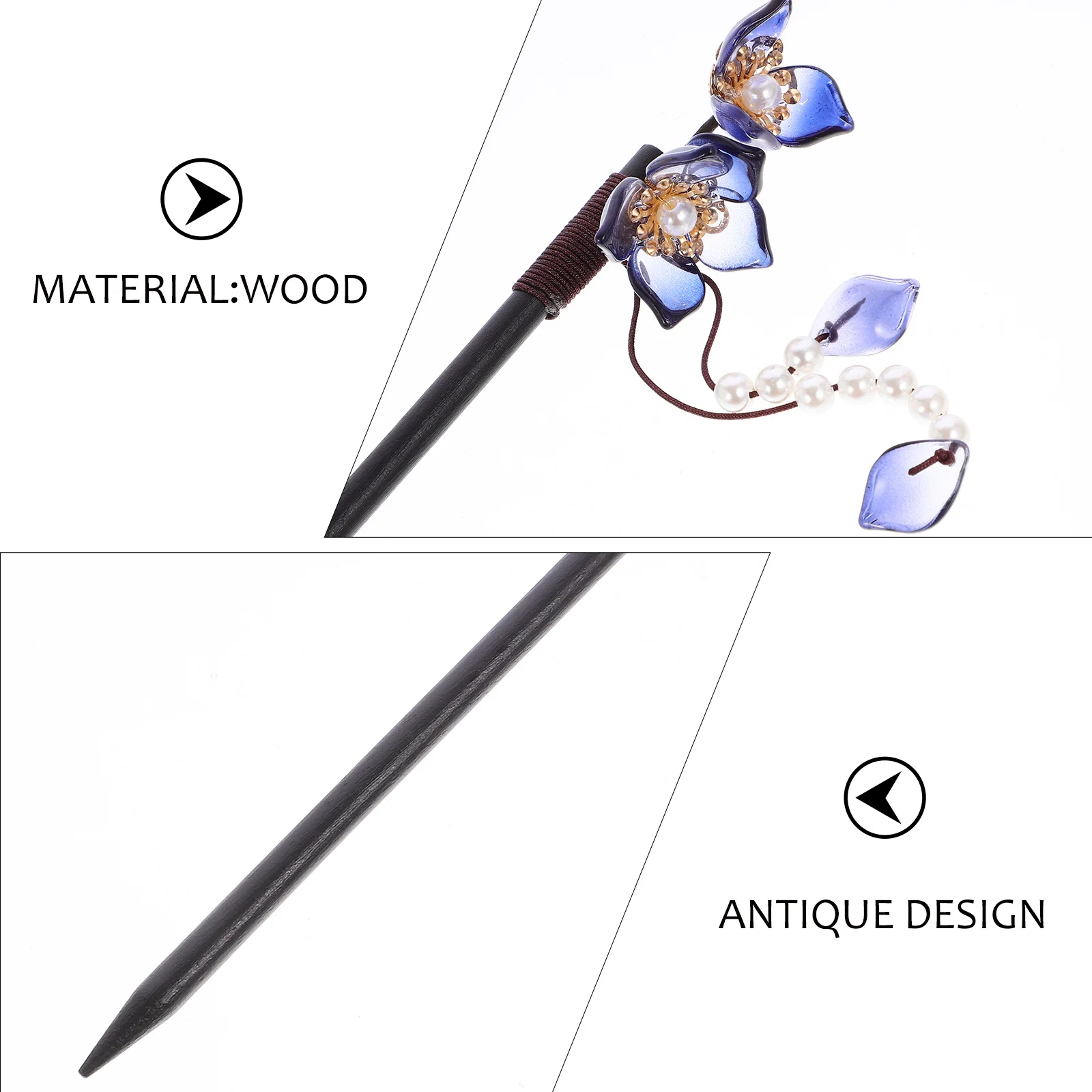 

Wooden Hair Chopstick with Pearl Flower Decoration Meticulously Crafted for Hanfu Traditional Outfits Weddings and Evening
