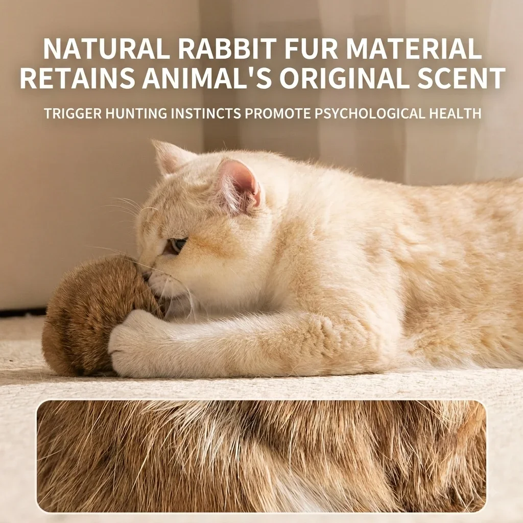 1/2/3/6 Pcs 9~10cm Natural Rabbit Fur Ball Interactive Cat Toys with Catnip Soft Plush Chasing Kicker Ball Pet Supplies