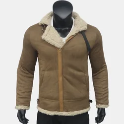 Suede Jacket Men's Winter Lightweight Warm Fleece Coat Coldproof Zipper Men's Clothing Synthetic Wool Outerwear M-5XL