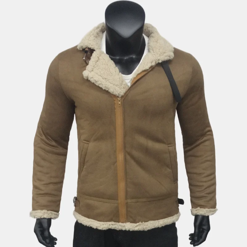 Suede Jacket Men's Winter Lightweight Warm Fleece Coat Coldproof Zipper Men's Clothing Synthetic Wool Outerwear M-5XL