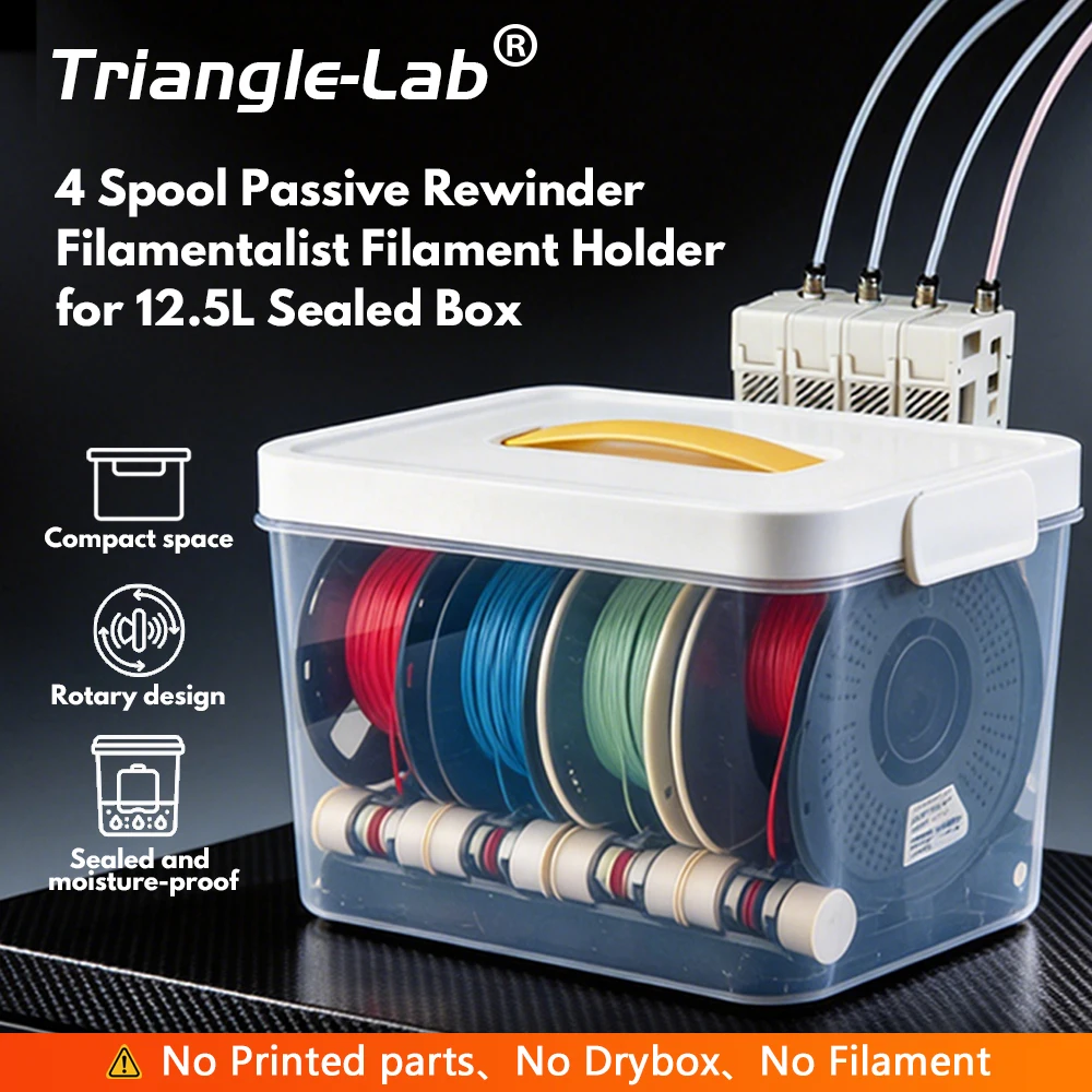Trianglelab® 4-Spool Passive Rewinder Filamentalist Filament Holder for 12.5L Sealed Box