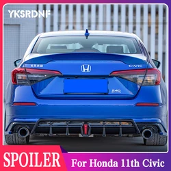 For Honda 11th Civic 2022 High Quality ABS Glossy Black And Carbon Fiber Look Rear Trunk Lid Spoiler Car Accessories