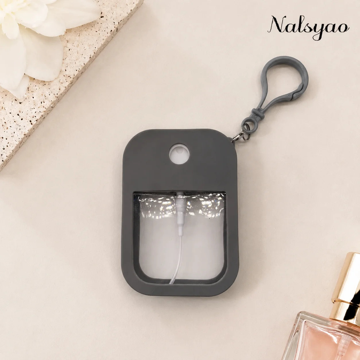 Nalsyao 38ml Spray Kleiner Desinfektionsspray Duftender Veganer Handdesinfektionsmittel mit Schlüsselanhänger Parfüm Alkohol Wassersprayflasche für Reisen – Detail 9