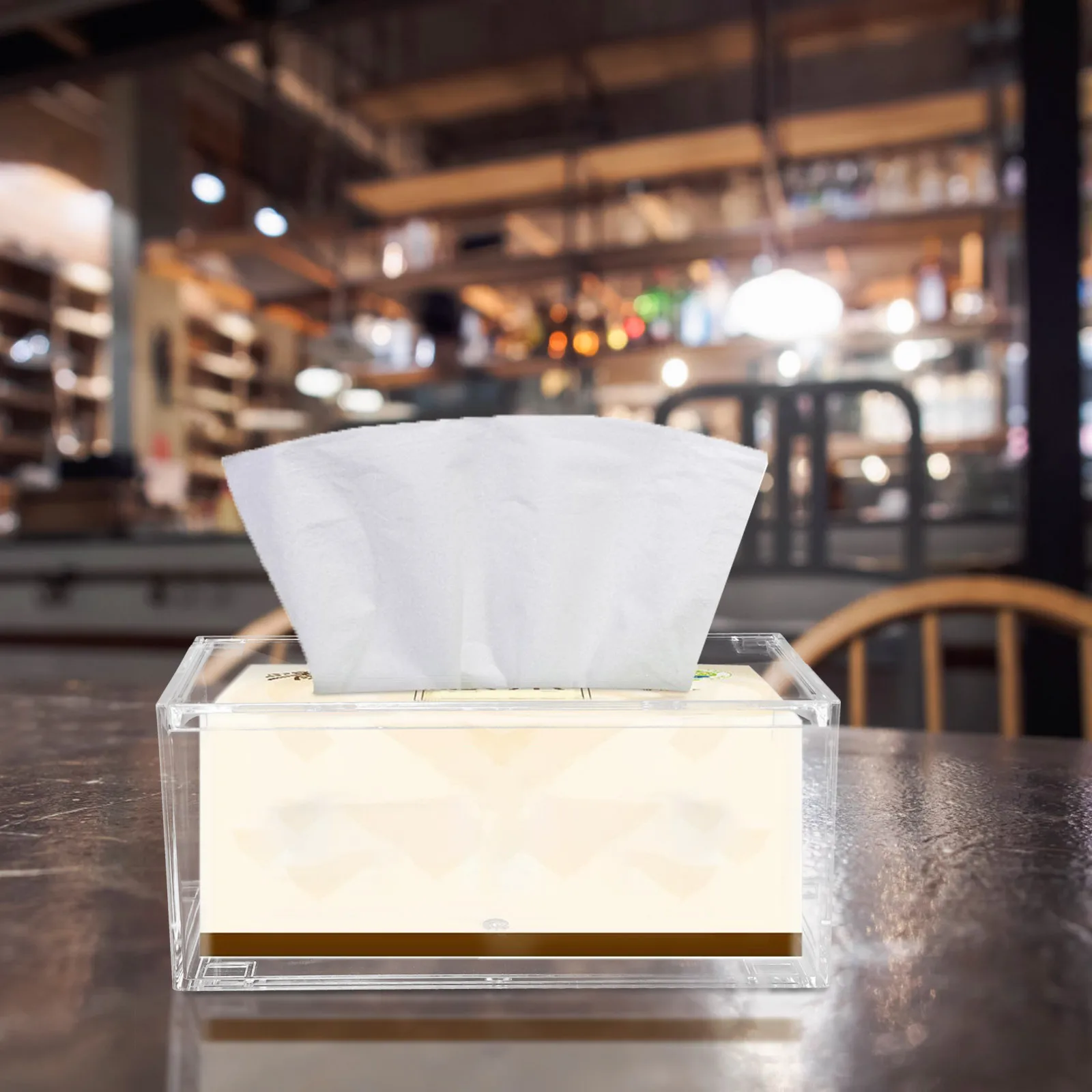 

Clear Desktop Tissue Box Acrylic Rectangular Napkin Holder Stable Tissue Container for Home Use Storage and Organization