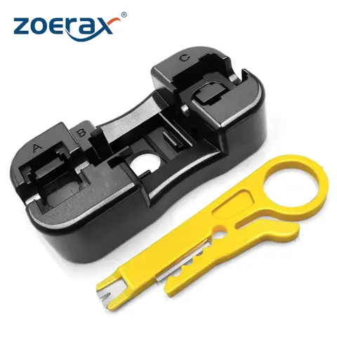 ZoeRax 키스톤 잭 펀치다운 스탠드 및 스트리퍼 배선 도구 모듈 홀더가 있는 소형 플라스틱 펀치다운 도구 네트워크 도구