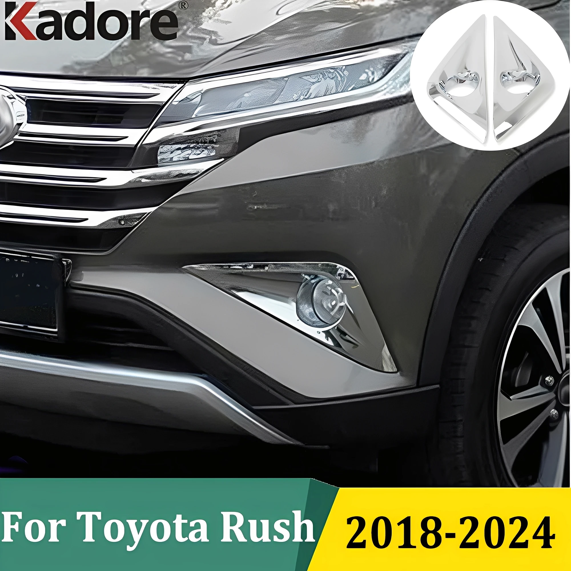 

For Toyota Rush 2018-2021 2022 2023 2024 Chrome Front Foglight Fog Light Cover Trim Car Styling Protect Exterior Accessories