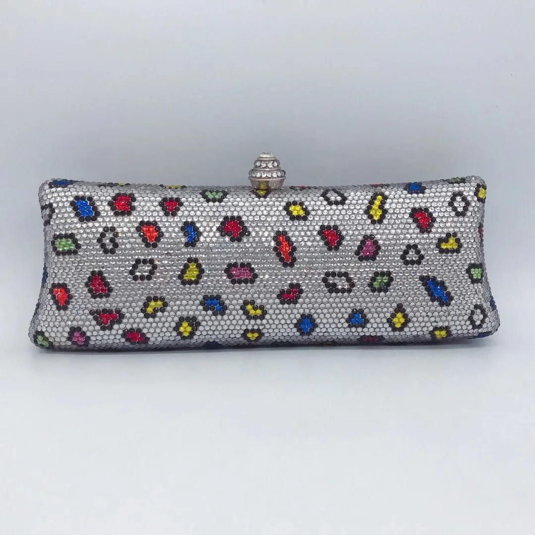 

XIYUAN New Red/Yellow/Blue Multicolored Crystal Phone Clutch Bag Fashion Women’s Diamond Rhinestone Party Purse Small Purses