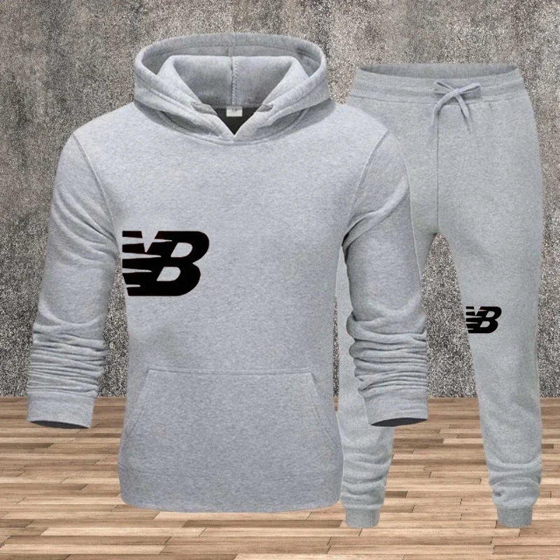 

2025 Autumn/Winter Men's Casual Pullover Hoodie and Long Pants Two-Piece Set for Outdoor Fitness and Sports Hoodie