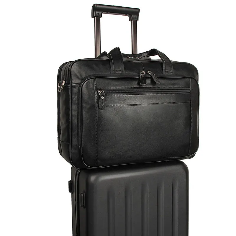 High Quality Genuine Leather Men Briefcase Business Bag Crazy Horse Leather Large 17'inch Laptop Bag Male Portfolio Office Case