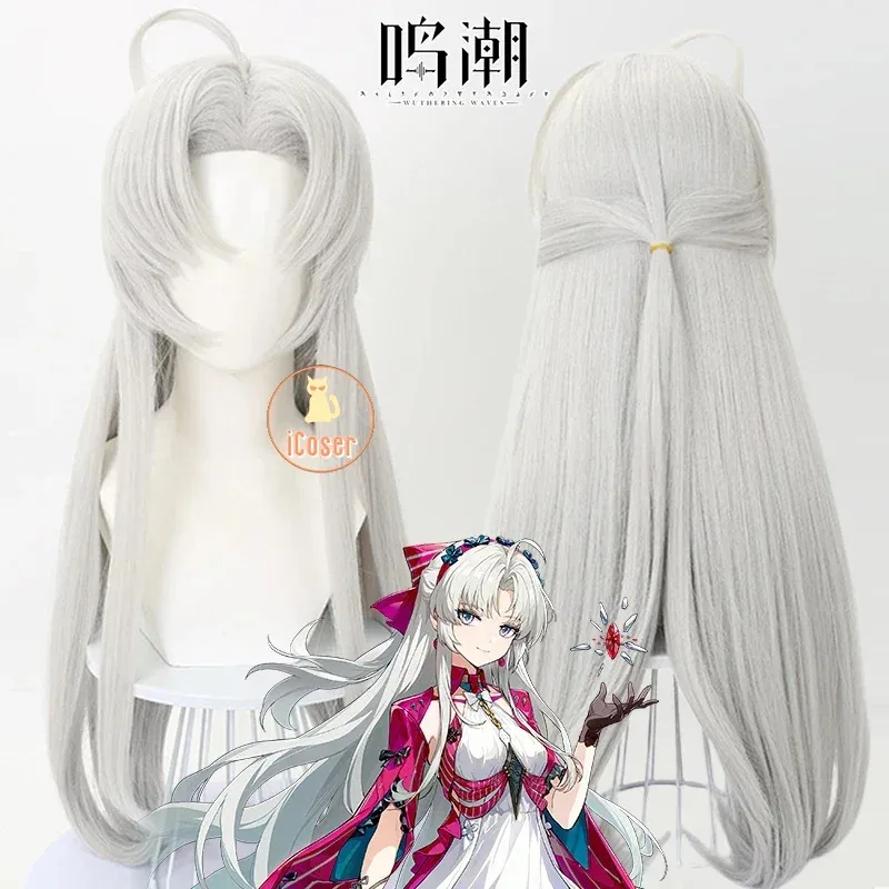 أزياء iCoser التأثيرية شعر مستعار Wuthering Waves فستان كارلوتا مونتيلي Rinascita أقراط حفلة الهالوين للنساء والفتيات Propsa؛ 6'x,9;y