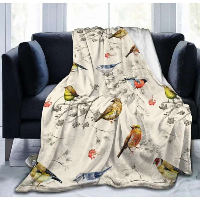 

Винтажное милое одеяло с птицами, подходящее для дивана, путешествий, дома, спальни, украшение, подарок, подходит для девочек, мальчиков, детей и взрослых