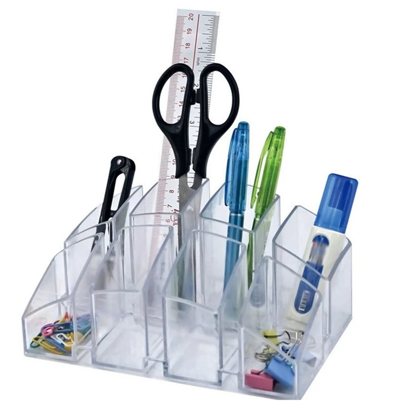 

Acrylic Desk Organizer Clear Pen Holder Makeup Brush Multi-Functional Display Office Organization Storage Box