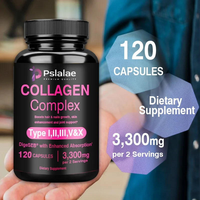 Capsule complesse di collagene: supportano la salute delle articolazioni, della pelle, delle ossa e digestive, assorbono ed efficientemente e mantiene la salute generale