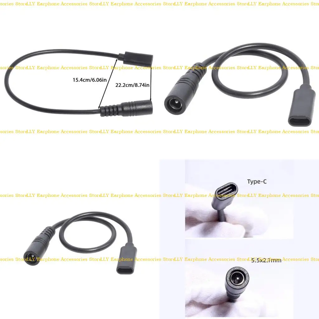 

462E Type-C to 5521 Connector Type-C Female to 5.5x2.1 Female Adapter Converter Cable 25CM