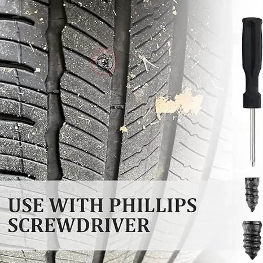 

Набор для быстрого ремонта шин автомобиля/мотоцикла: гвозди для ремонта шин, винтовые заглушки с коробкой и отверткой