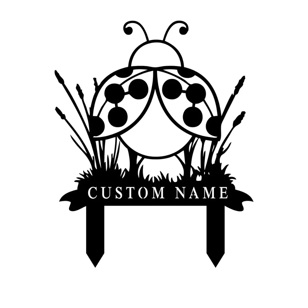 Individually Customized Ladybugs - Inspired Metal Garden Stake Decor Tailored for Personalizing Grandma's Backyard Space