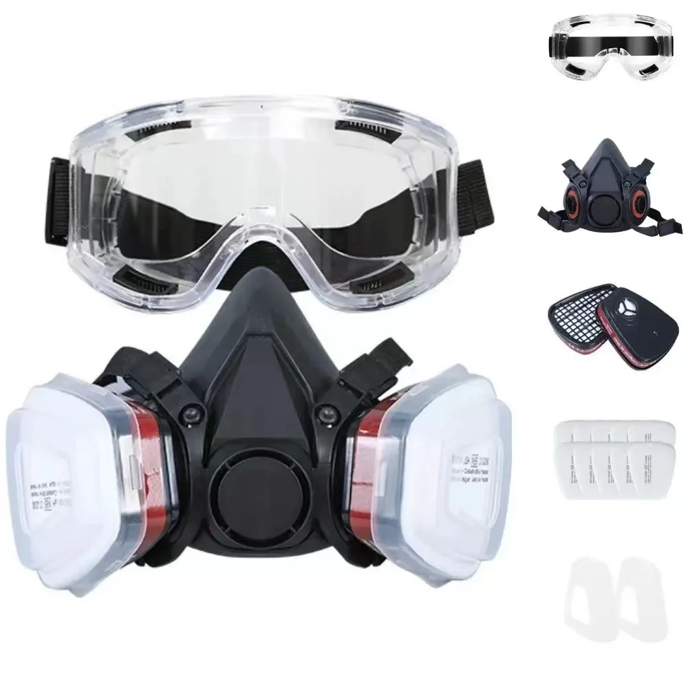 New 7-in-1/ 16-in-1 Gas Mask Black 6200 Dust Mask Half Face Respirator Spray Paint Organic Vapor Chemical Gas Filter Work Safety