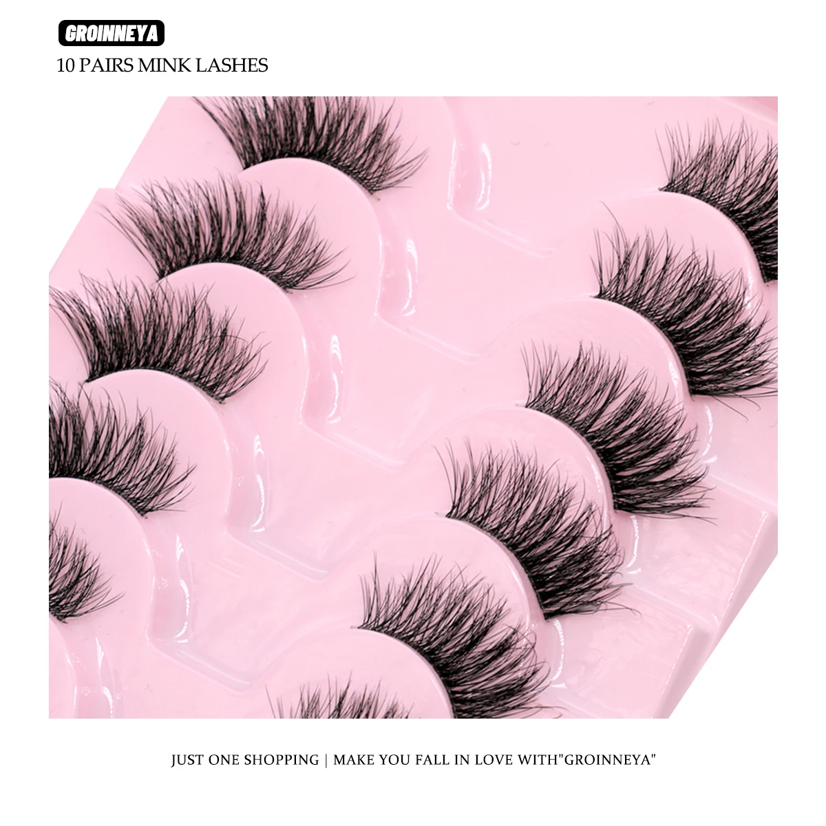 Groinneya-半永久的なつけまつげ,自然な猫の目,手作り,5ペア,10ペア