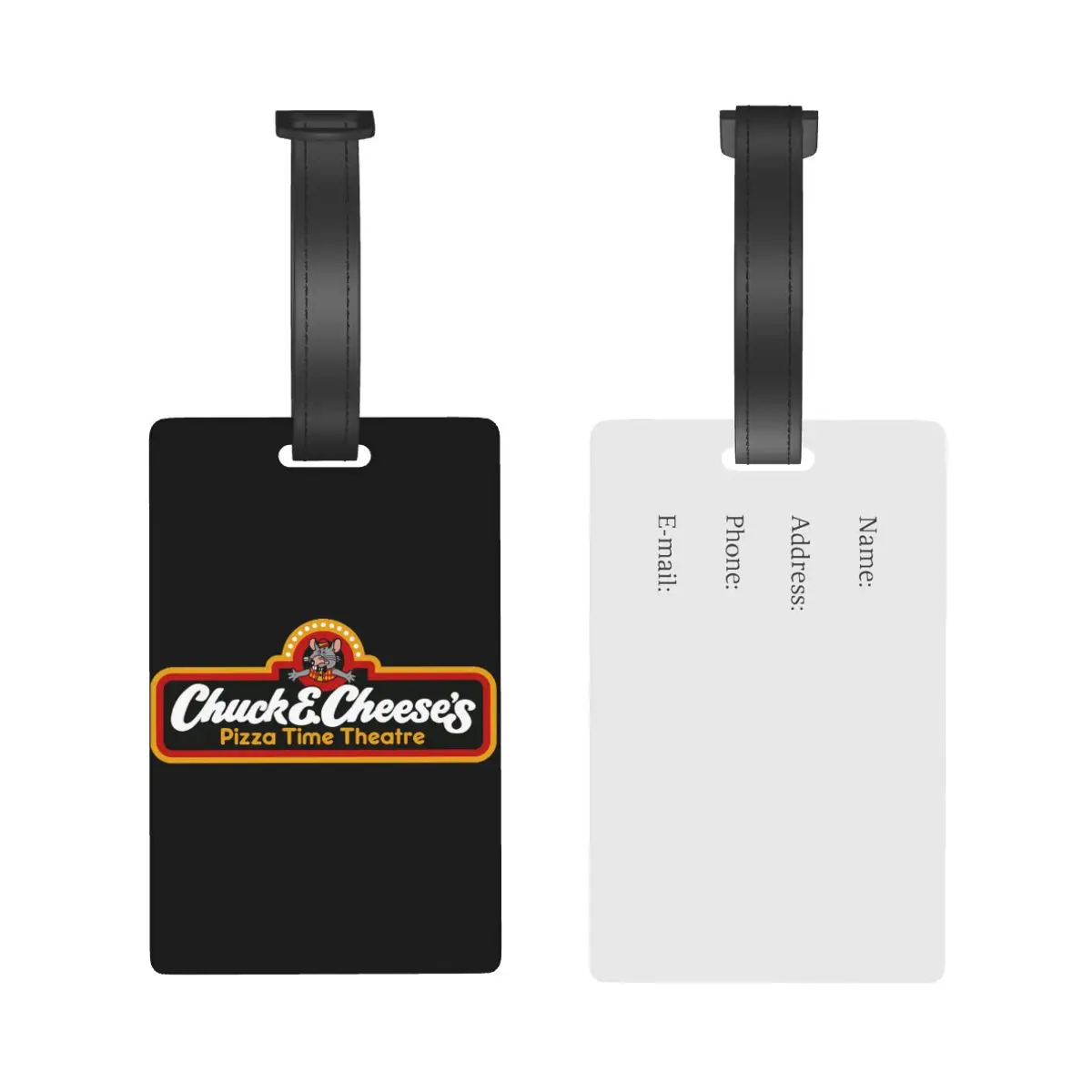 Chuck E Cheese Logo Luggage Tags Suitcase Accessories Travel PVC Fashion Baggage Boarding Tag Portable Label Holder Name Address